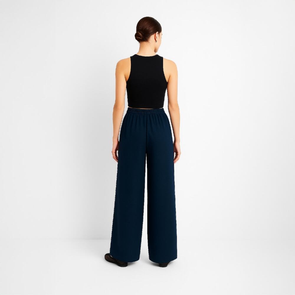 A272 • Deep Navy Wide-Leg Pleated Trousers - Picture 4 of 6